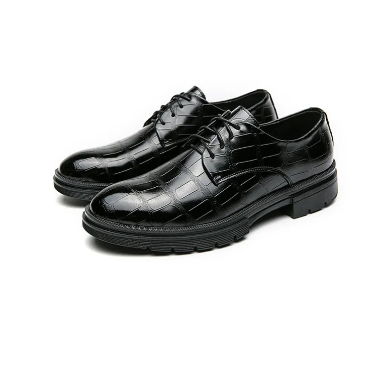 Men's  Fashion Crocodile Print Casual Business Leather Shoes