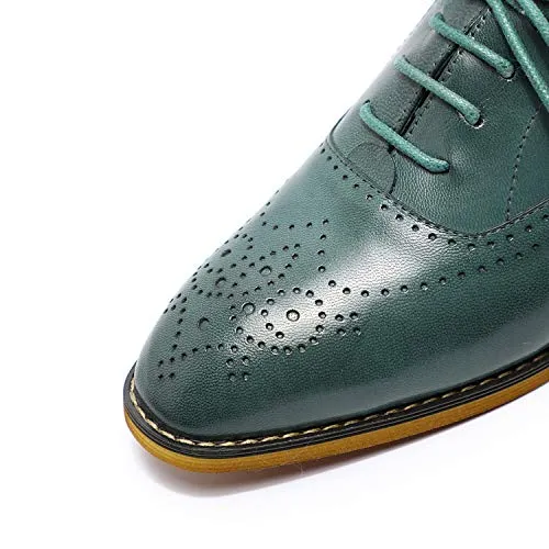 MIKCON Women's Leather Lace up Oxfords Wingtip Brogue Flats Saddle Shoes for Girls
