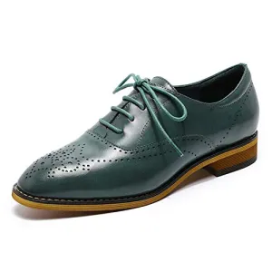 MIKCON Women's Leather Lace up Oxfords Wingtip Brogue Flats Saddle Shoes for Girls