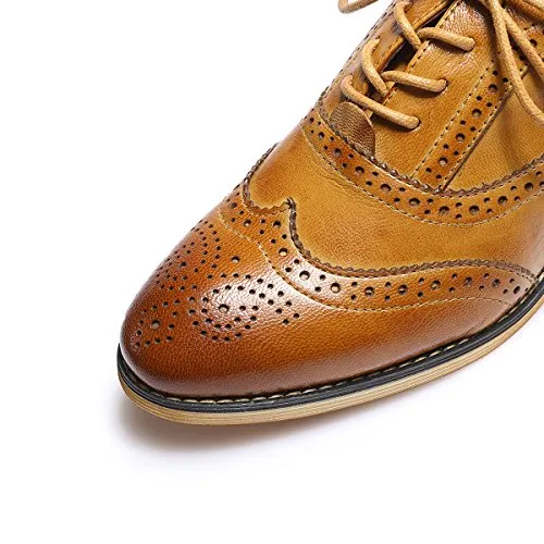 Mona flying Women's Leather Lace-up Dress Oxfords Derby Shoes for Women Ladies