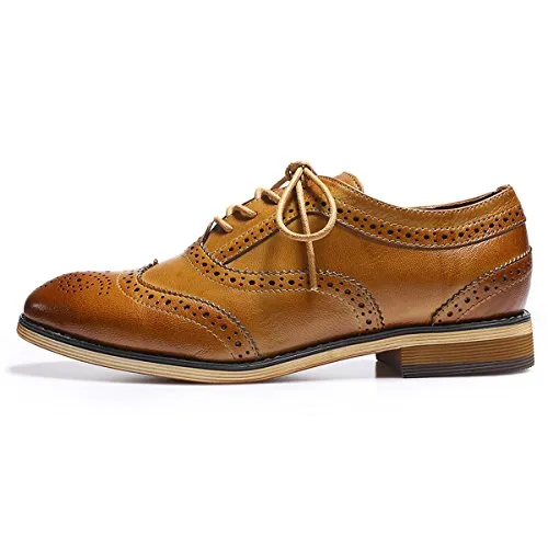 Mona flying Women's Leather Lace-up Dress Oxfords Derby Shoes for Women Ladies