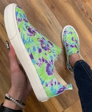 NEW - Play Along Blue Multi Tie Dye Slip On Canvas Sneakers