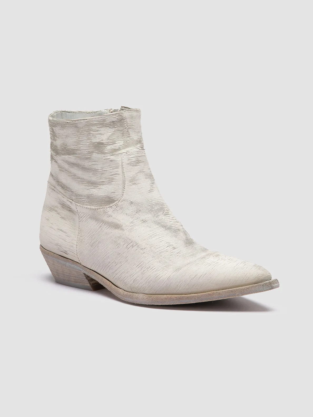 NOELIE DD 102 - White Leather Zipped Boots