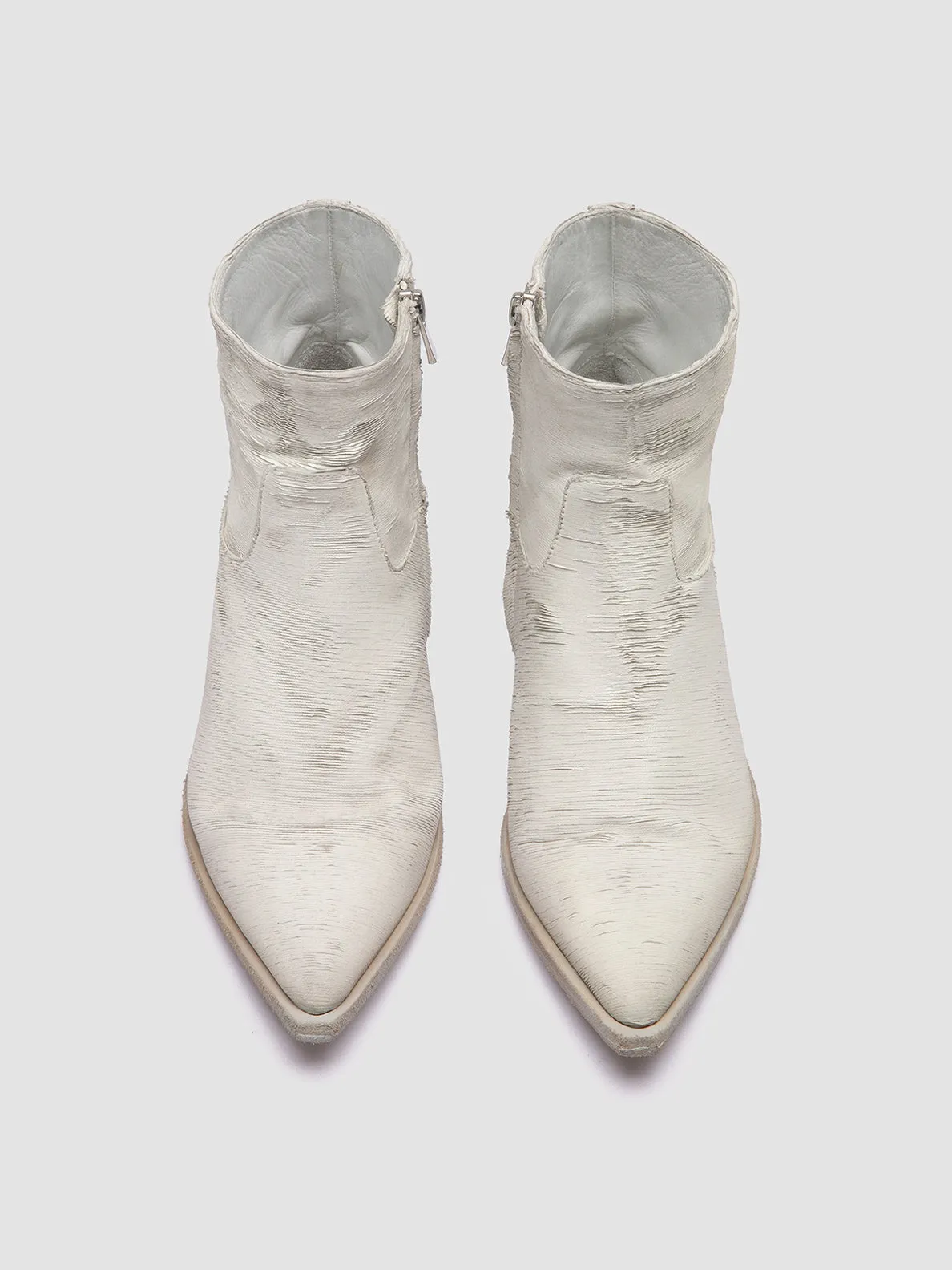 NOELIE DD 102 - White Leather Zipped Boots