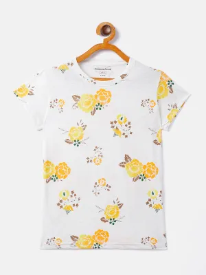 Off White Printed Round Neck T-Shirt