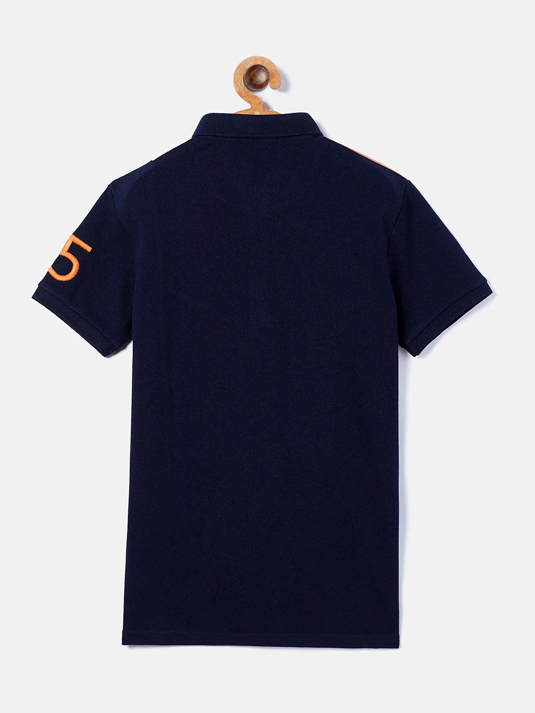Orange Colorblocked Polo Neck T-Shirt