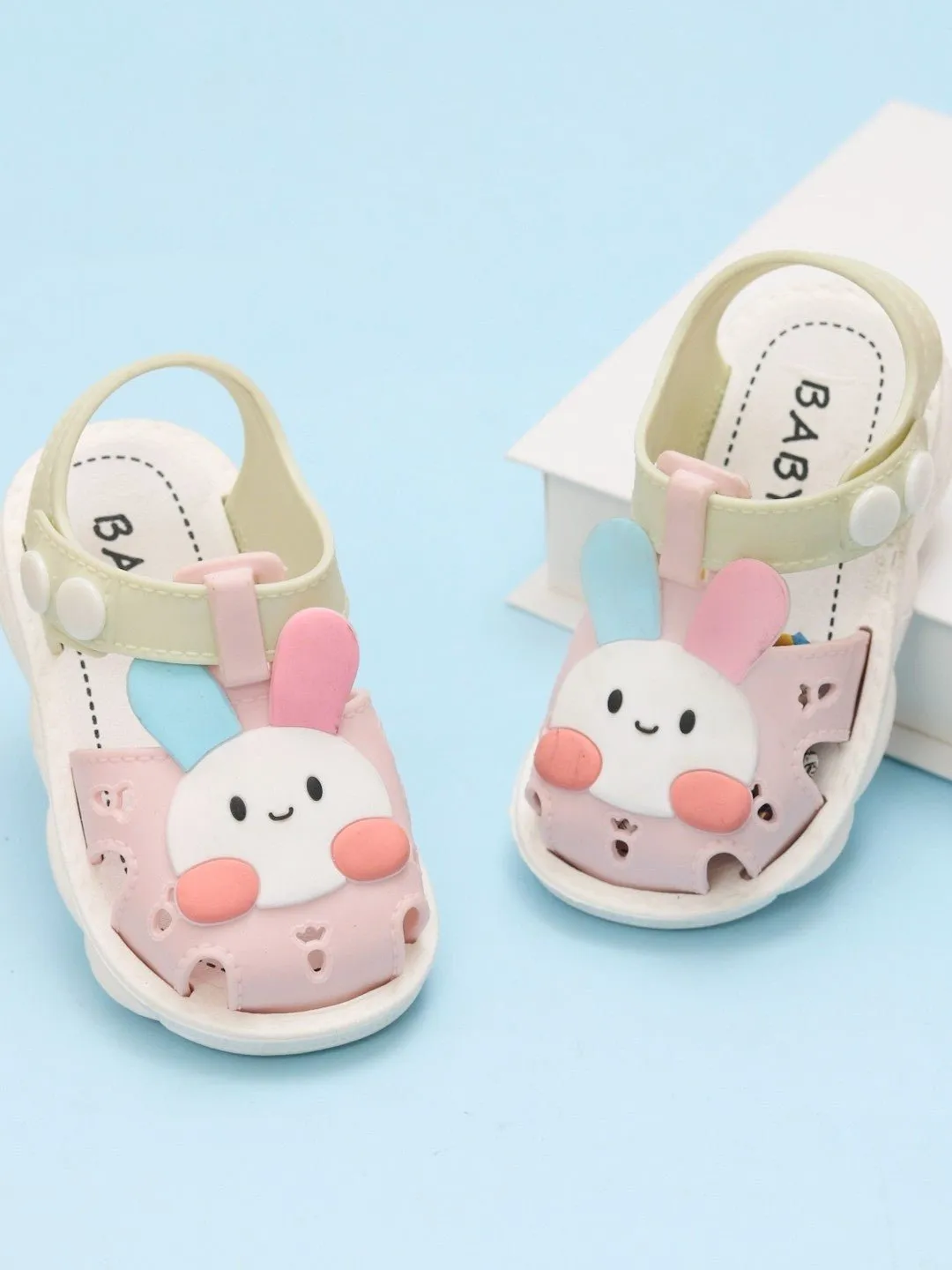 Pastel Bunny Delight Sandals, Dual-Tone with Comfort Strap For Girls