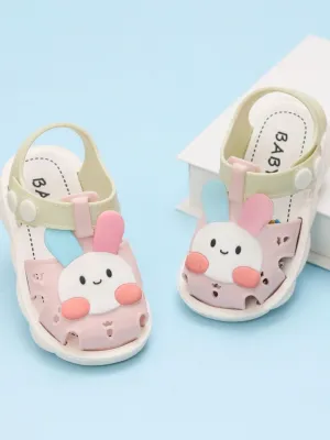 Pastel Bunny Delight Sandals, Dual-Tone with Comfort Strap For Girls