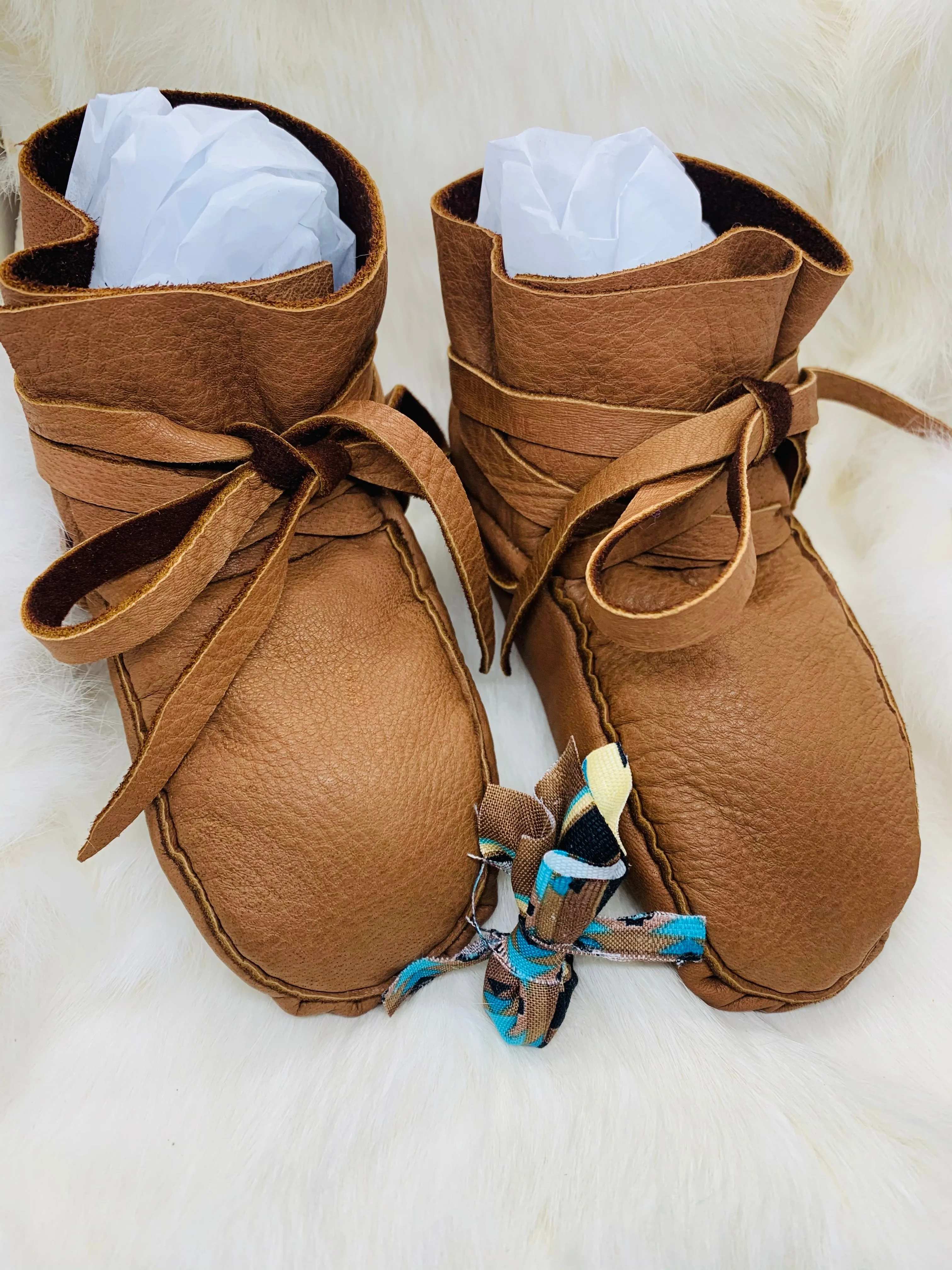 Plain Baby's First Moccasins (Wrap Around Style, No Beadwork)