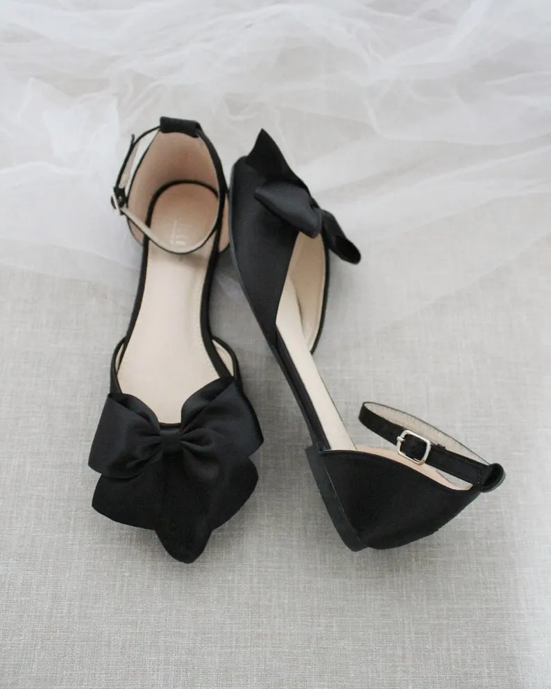 Pointy Toe flats with Front Satin Bow