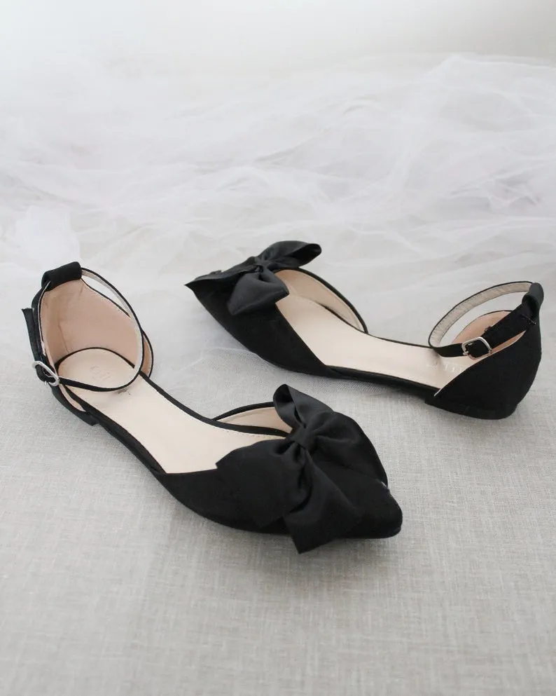 Pointy Toe flats with Front Satin Bow
