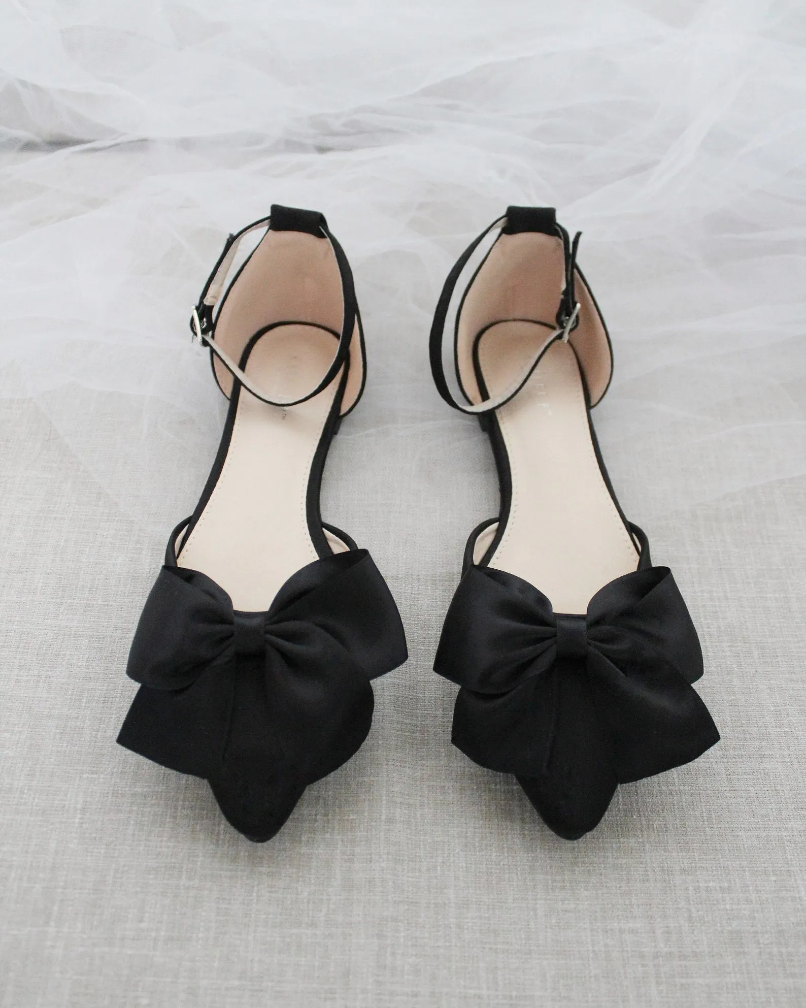 Pointy Toe flats with Front Satin Bow
