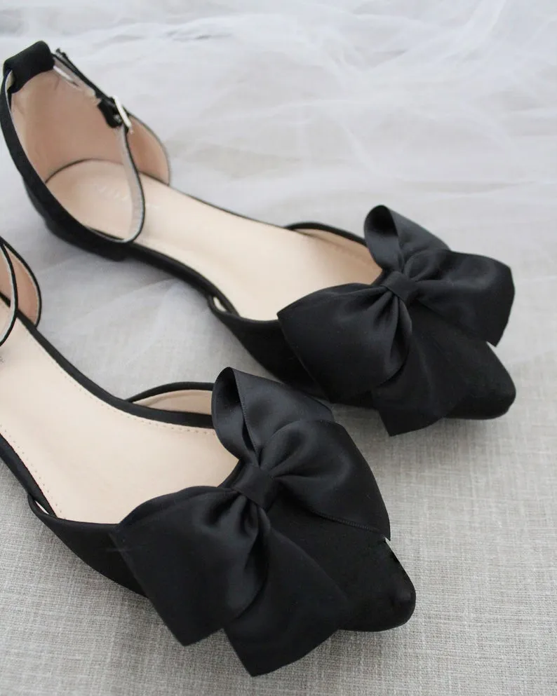 Pointy Toe flats with Front Satin Bow