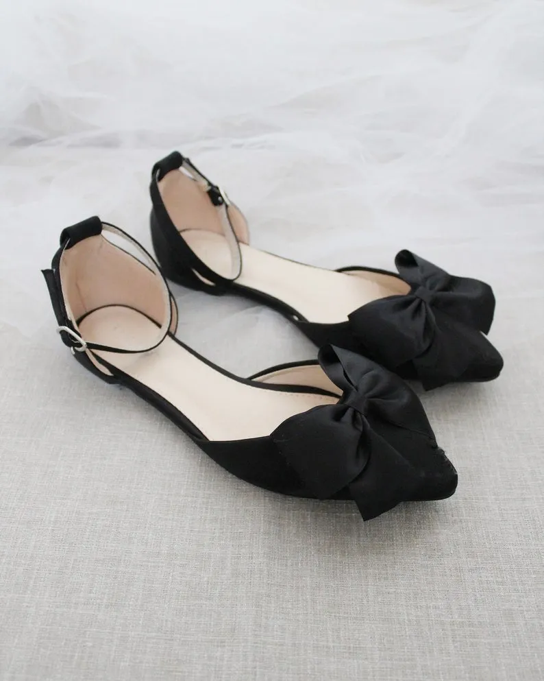 Pointy Toe flats with Front Satin Bow