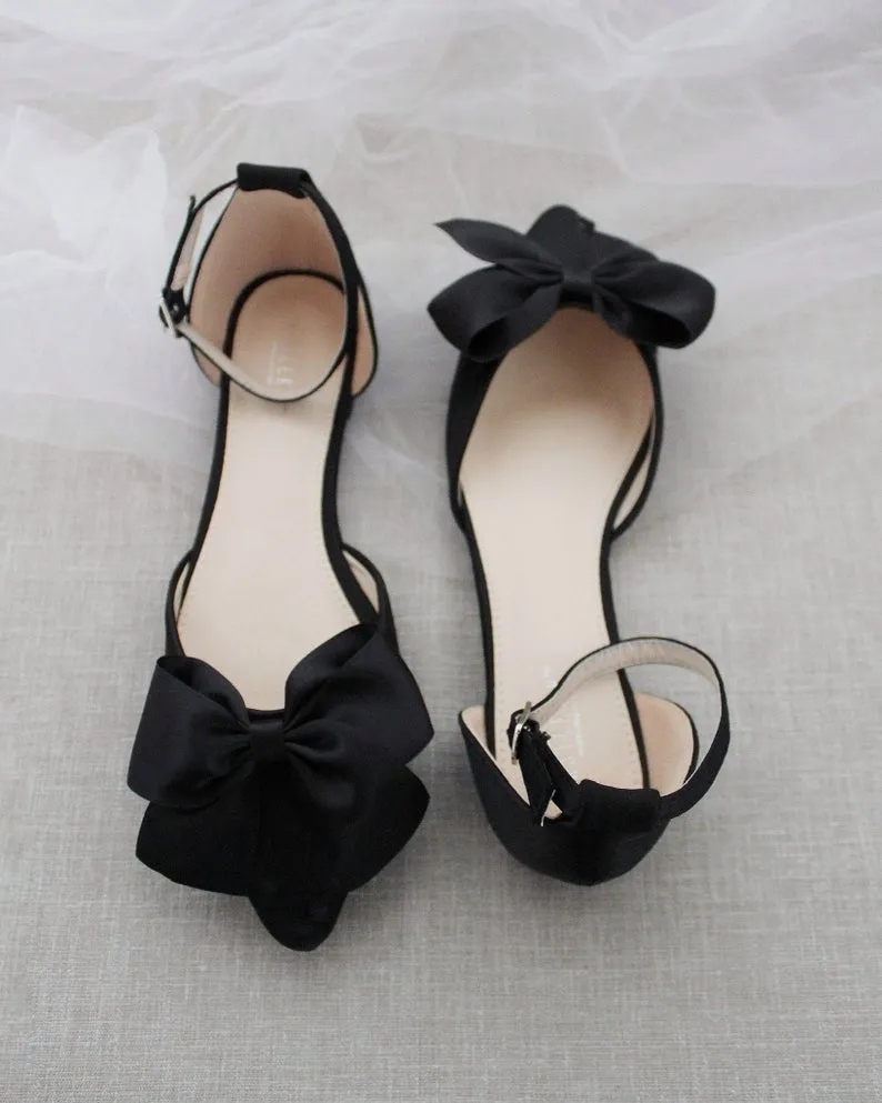 Pointy Toe flats with Front Satin Bow