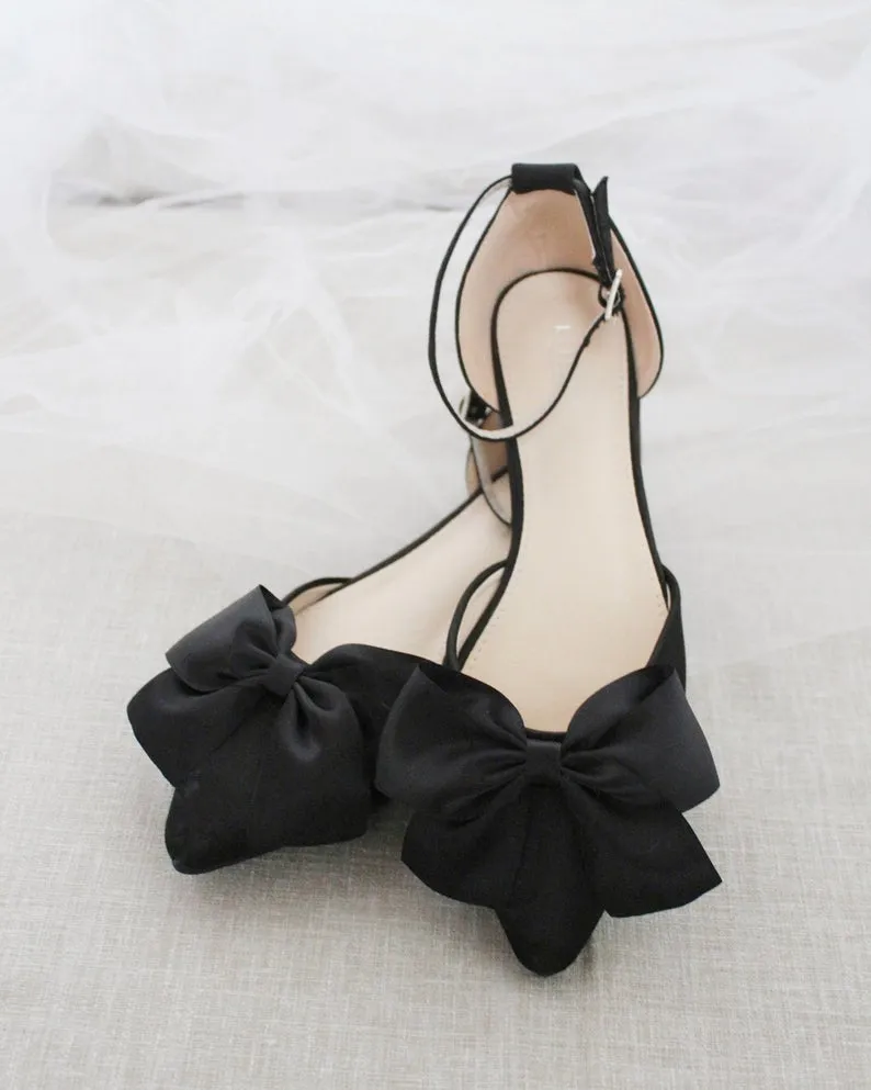 Pointy Toe flats with Front Satin Bow