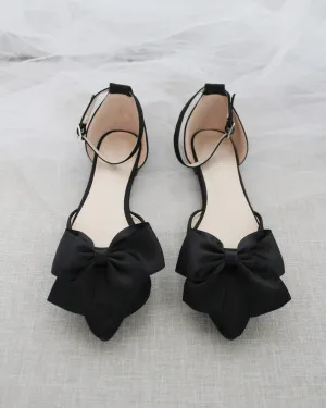 Pointy Toe flats with Front Satin Bow
