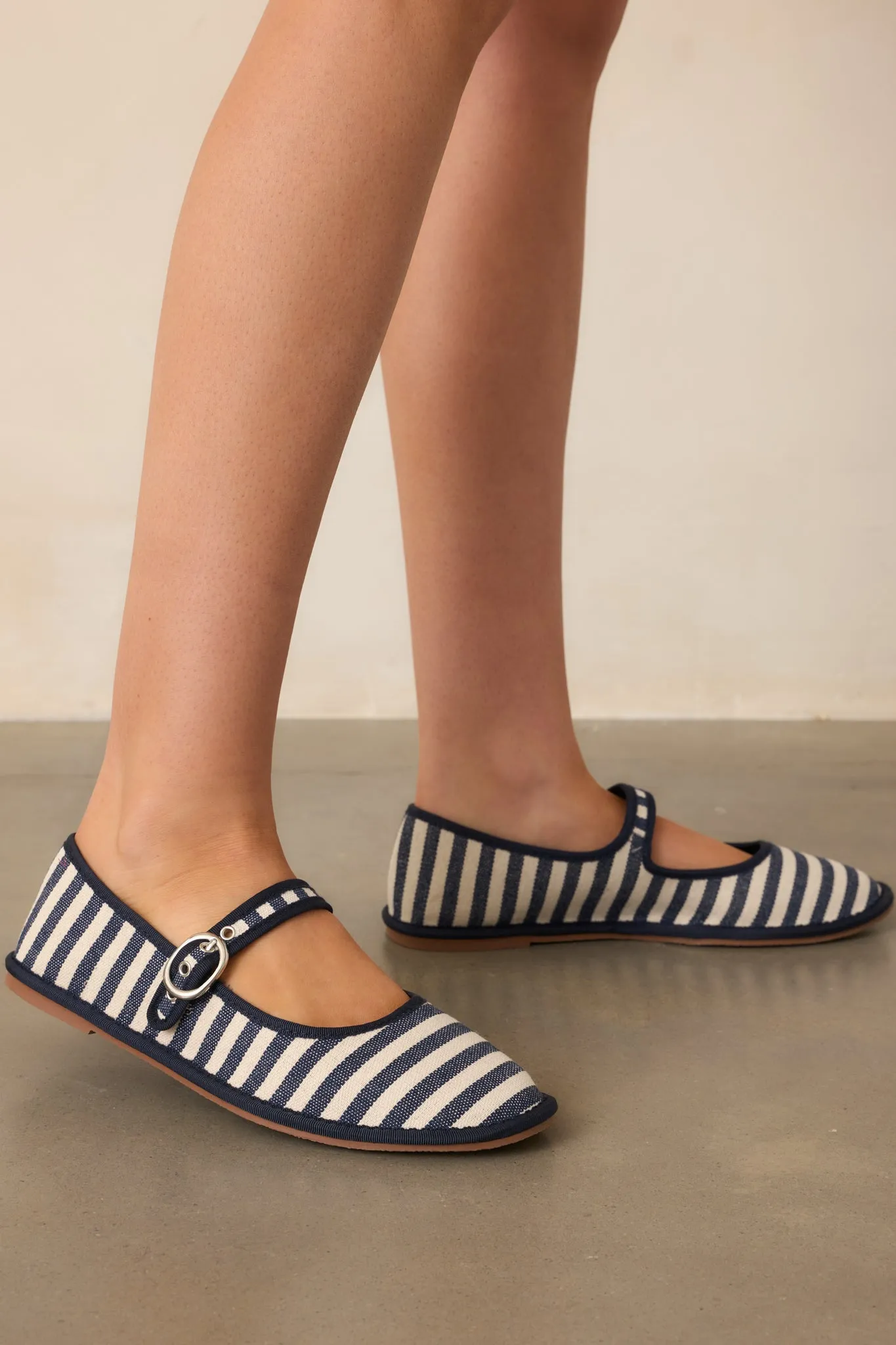 Saltwater Stroll Navy Stripe Mary Jane Flats