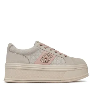 Scarpe Donna LIU JO Sneakers Selma 08 in Suede con Logo Embossed Beige