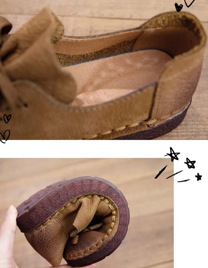 Spring Comfortable Soft Leather Retro Flat Shoes 35-41