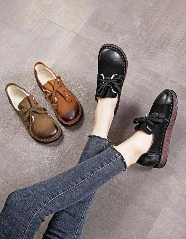 Spring Comfortable Soft Leather Retro Flat Shoes 35-41