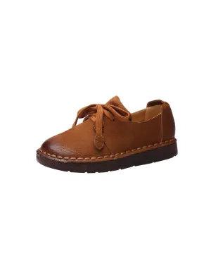Spring Comfortable Soft Leather Retro Flat Shoes 35-41