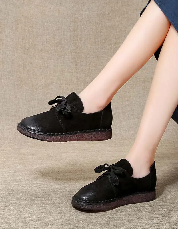 Spring Comfortable Soft Leather Retro Flat Shoes 35-41