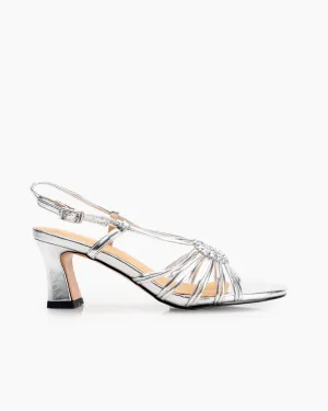 Two Strings Slingback Mid Heel Block Sandals