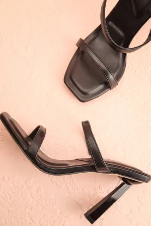 Ushuaia Black | Square Toe Heeled Sandals