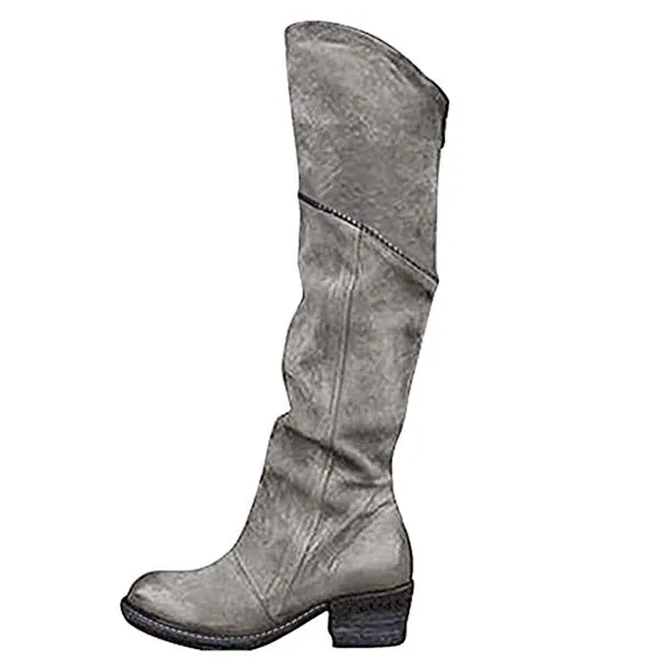 Women'S Side Zip Chunky Heel Boots 74108918C