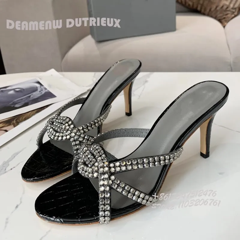Women's Silver Crystal Heel Sandals   B524119