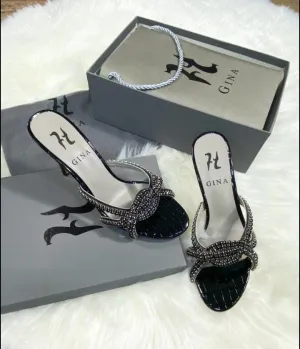 Women's Silver Crystal Heel Sandals   B524119